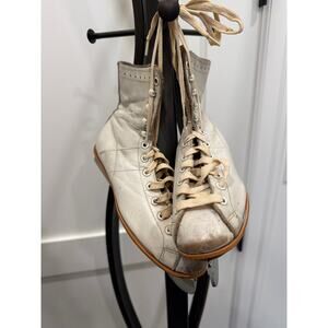 Vintage Ladies Ice Skates Johnsons Trade Mark with Steel Blades 1949 Size 13